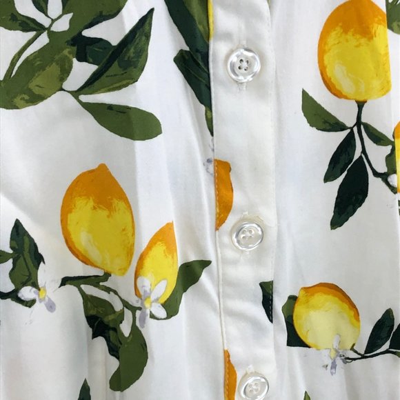 Chetta B - Vintage Retro style Button Up Dress with Front Tie Lemon Patterns - Picture 3 of 4